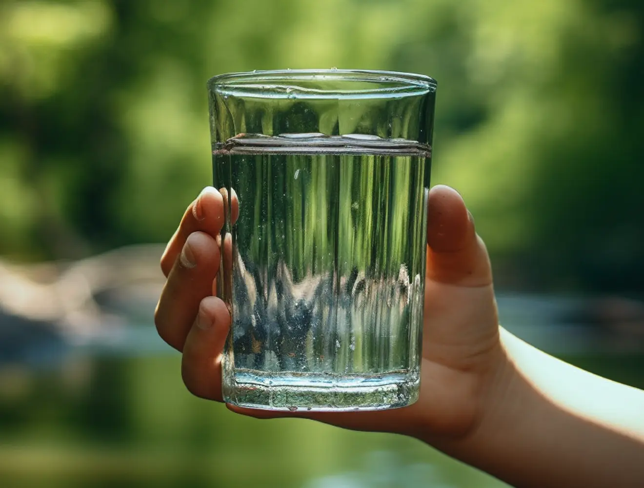 Holding a glass of filtered water