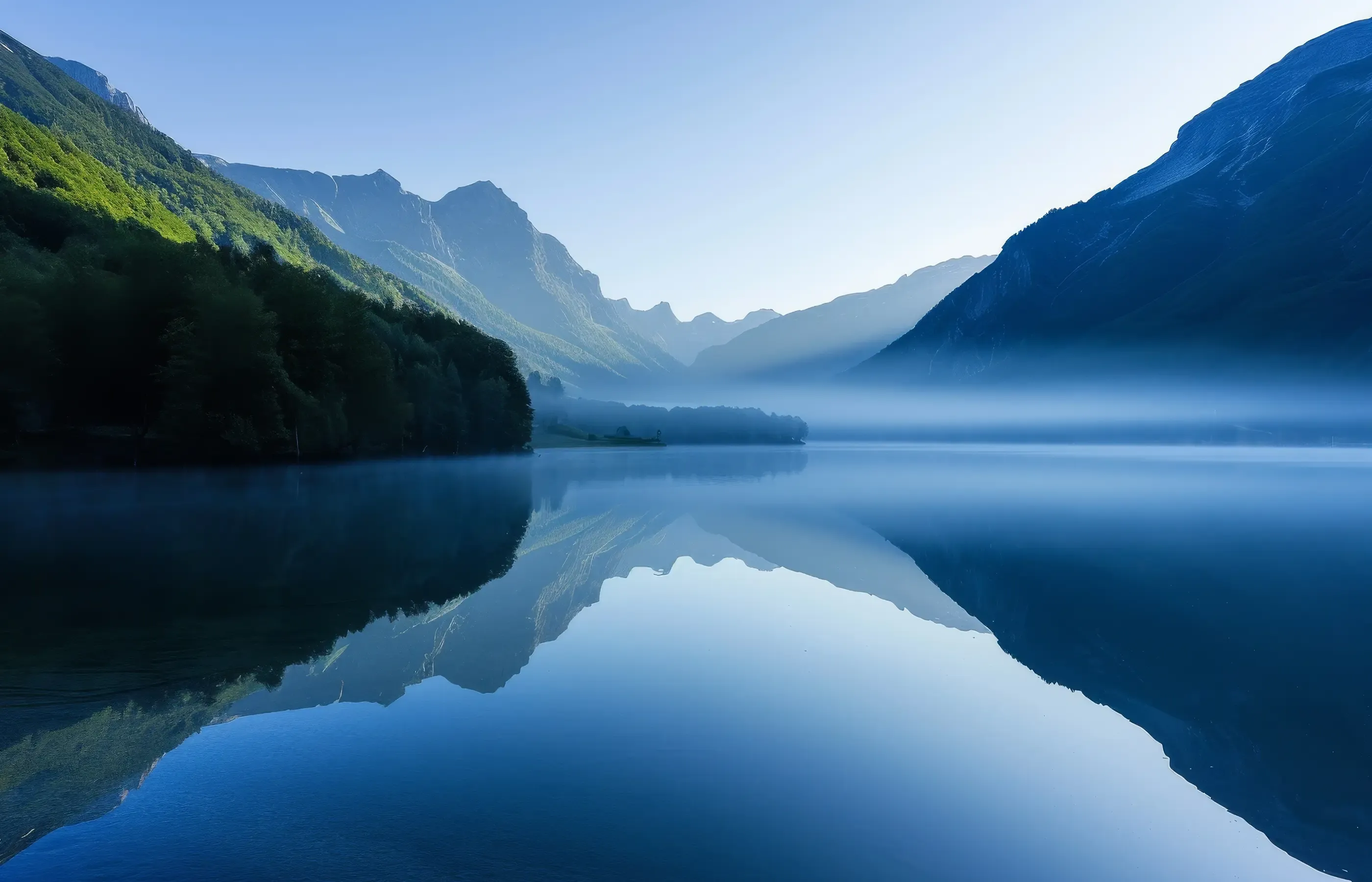 Scenic image of mountains and water